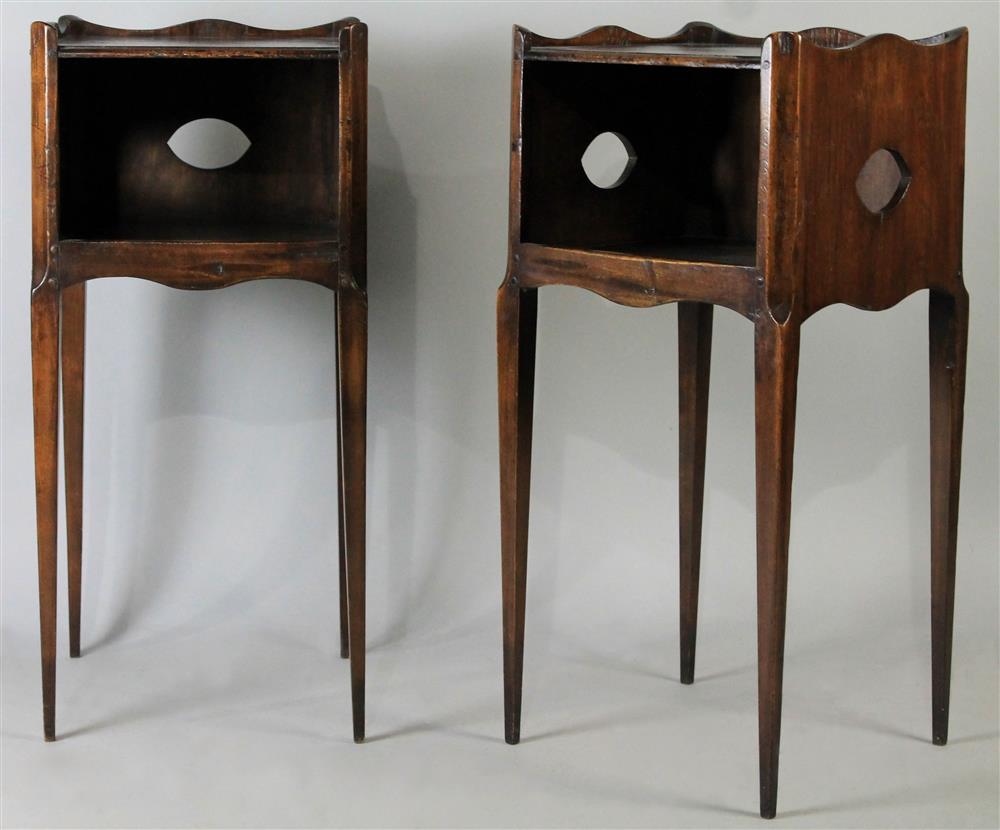 Appraisal: PAIR OF GEORGE III STYLE MAHOGANY NIGHT STANDS each having