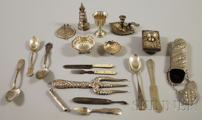 Appraisal: Approximately Nineteen Miscellaneous Small Silver and Silver Plated Items a