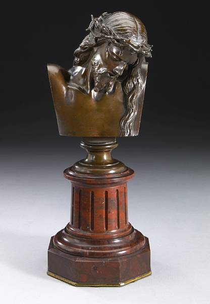 Appraisal: A French patinated bronze bust of Christ cast after a