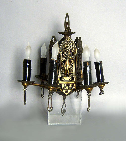 Appraisal: Gilt metal chandelier together with a pair of sconces