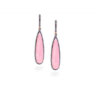 Appraisal: EARRINGS WITH PINK ONYX AND DIAMONDS Set in K rose