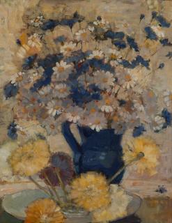 Appraisal: George Spangenberg ''Blue and Gold'' still life with daisies signed