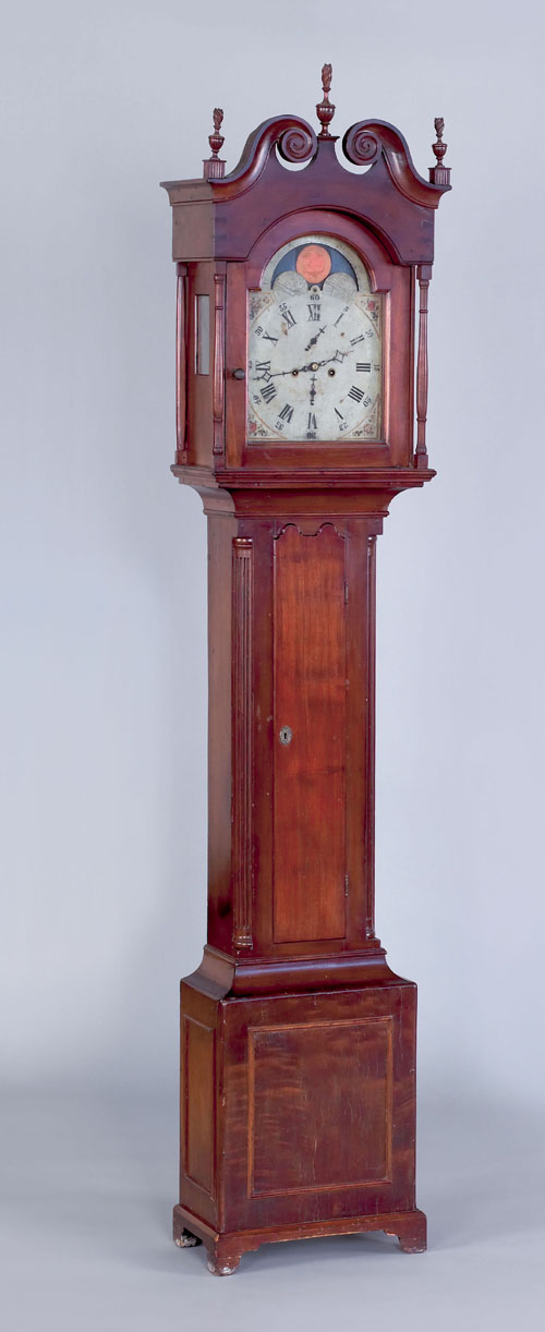 Appraisal: Pennsylvania Chippendale walnut tall case clock ca the broken arch