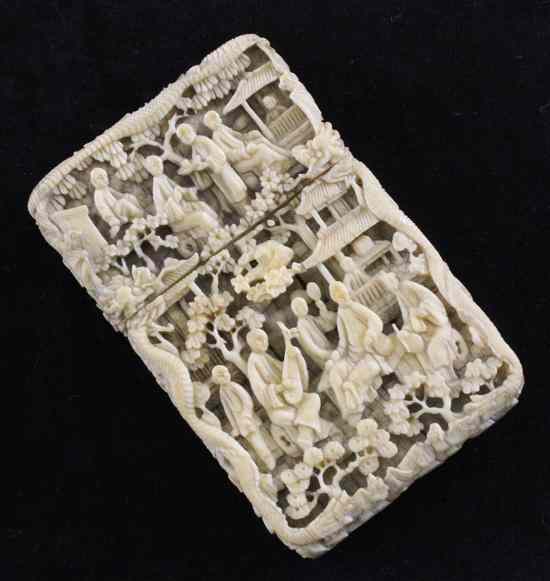 Appraisal: A Chinese Export ivory card case mid th century carved