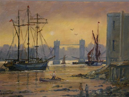 Appraisal: Keith Burtonshaw two oils of boats on the Thames London