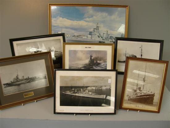 Appraisal: Seven Photographs and prints of Royal naval ships H M