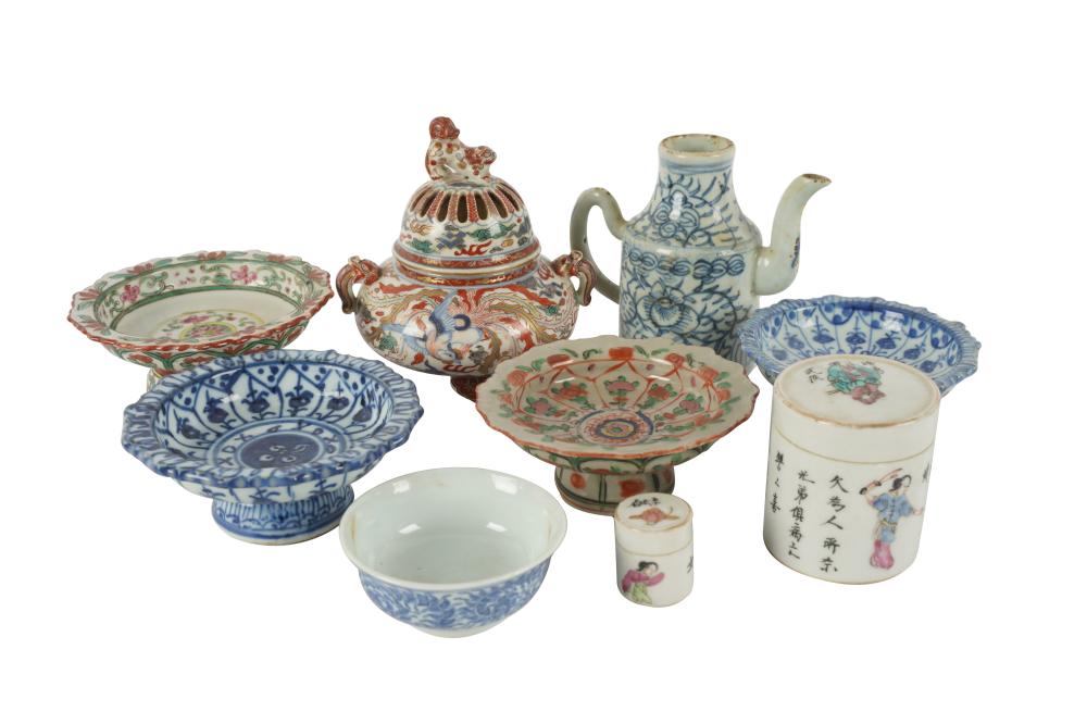 Appraisal: NINE CHINESE PORCELAIN ARTICLEScomprising assorted bowls teapots and censer small