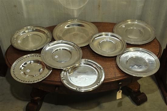 Appraisal: EIGHT ROUND STERLING SILVER TRAYS All marked ''Sterling'' Makers include