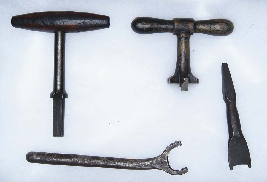 Appraisal: LOT OF FOUR NON-EXCAVATED ARTILLERY TOOLS fuse reamer having a