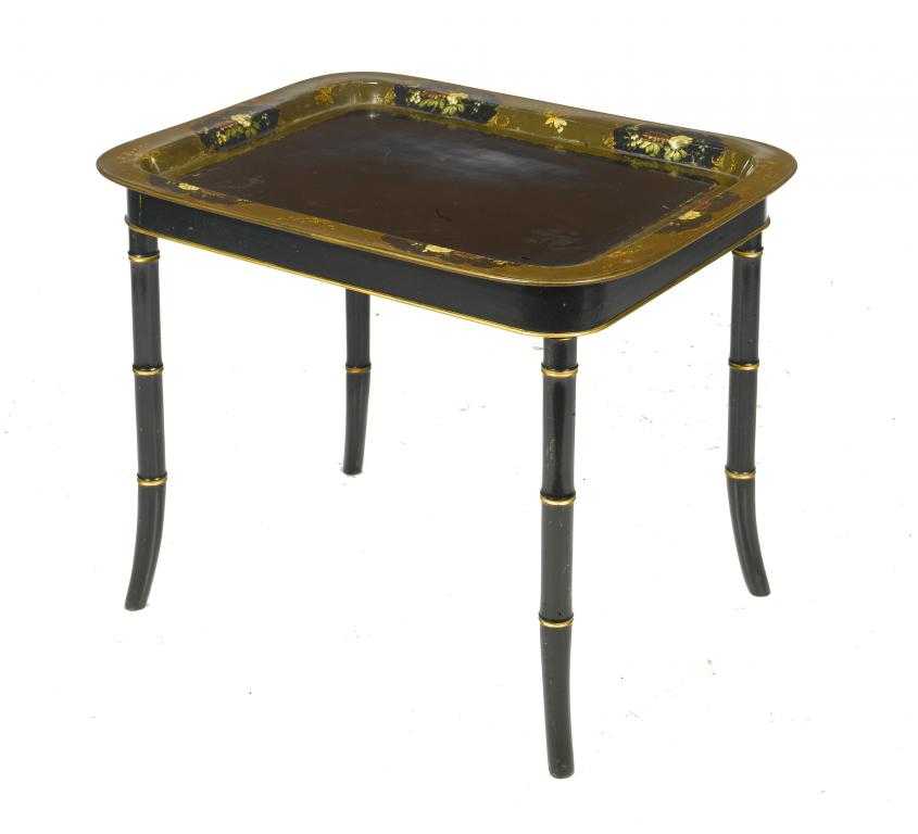 Appraisal: A VICTORIAN PAPIER M CH TRAY painted with panels of