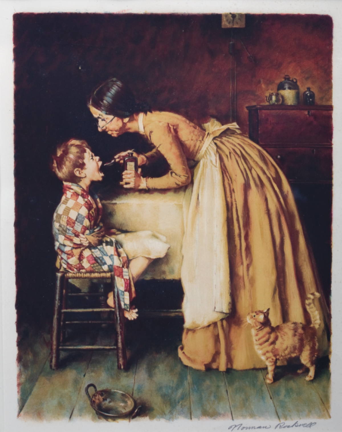 Appraisal: NORMAN ROCKWELL AMERICAN - TAKE YOUR MEDICINE Limited edition color