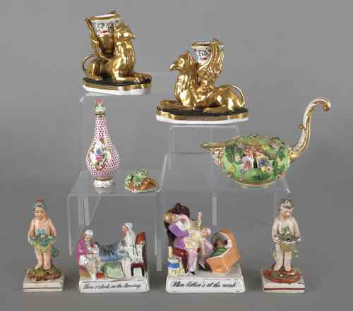 Appraisal: Collection of porcelain to include two pearlware putti figures