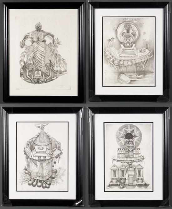 Appraisal: John Thomas Biggers American - ''Our Grandmothers'' four lithographs from