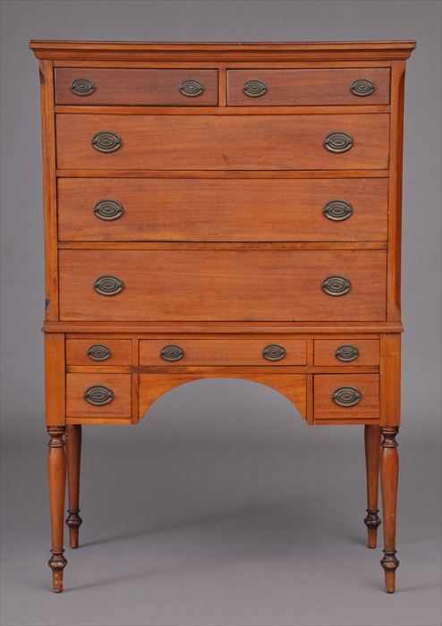 Appraisal: FEDERAL-STYLE MAHOGANY HIGH CHEST The upper section with rectangular molded