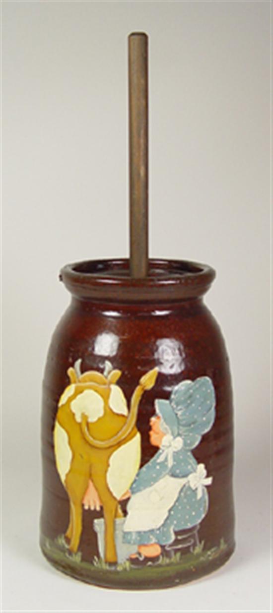 Appraisal: Billy Joe Craven Pottery Churn Brown glaze with matching lid