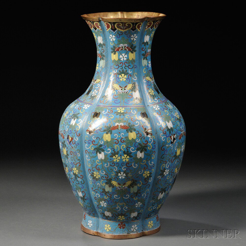 Appraisal: Five-lobed Cloisonne Vase China th th century baluster-shape with flaring