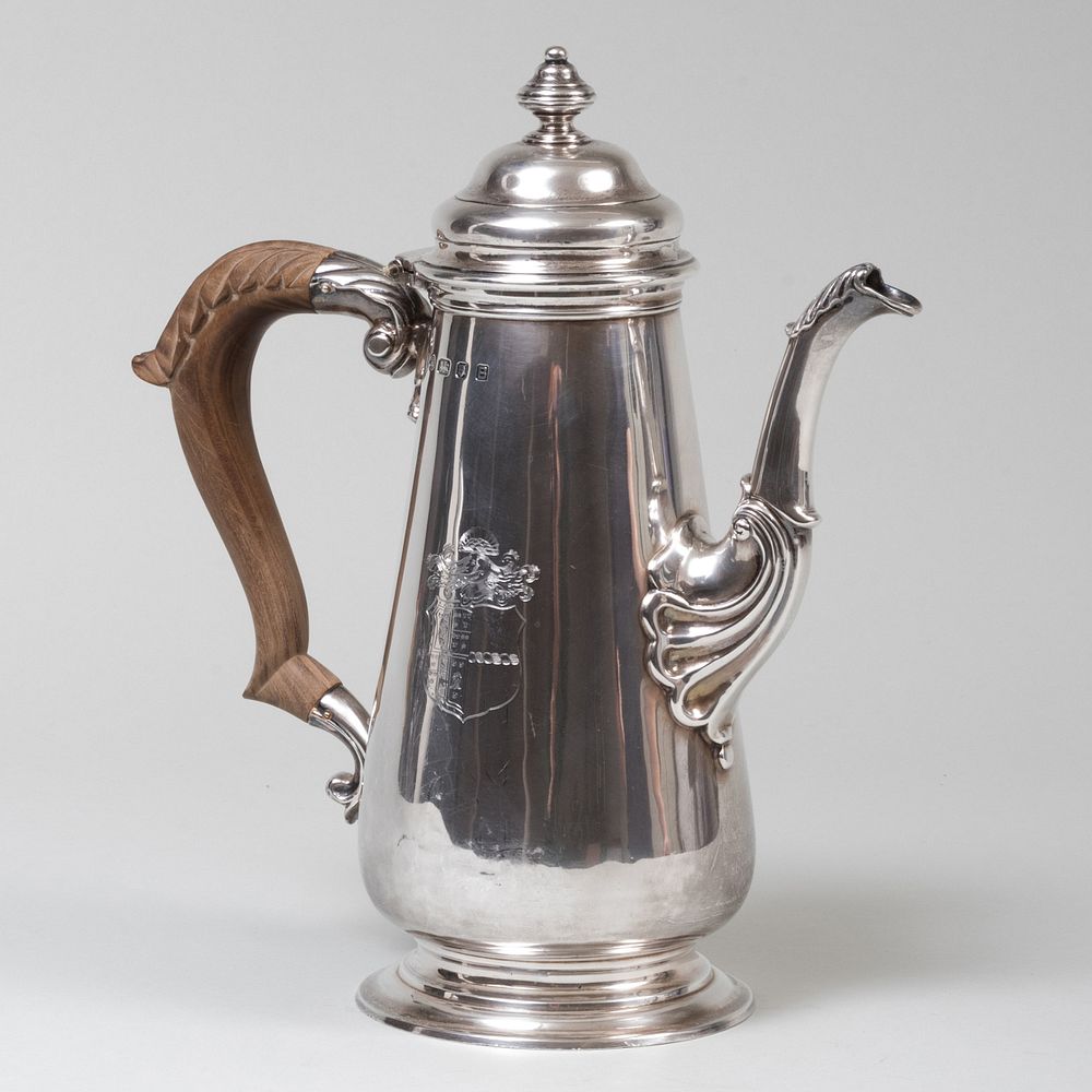 Appraisal: George VI Silver Coffee Pot Marked London maker's mark 'CGH'