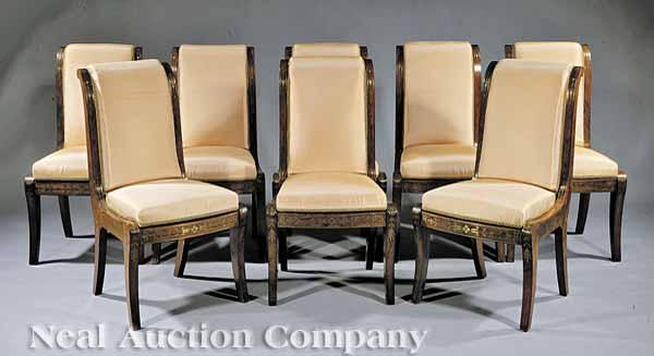 Appraisal: A Suite of Eight Important Restauration Brass Inlaid Rosewood Chaises