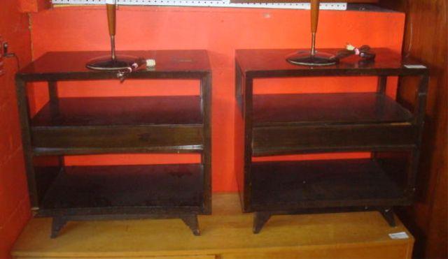 Appraisal: Pair of Midcentury Drawer End Tables As is Dimensions x