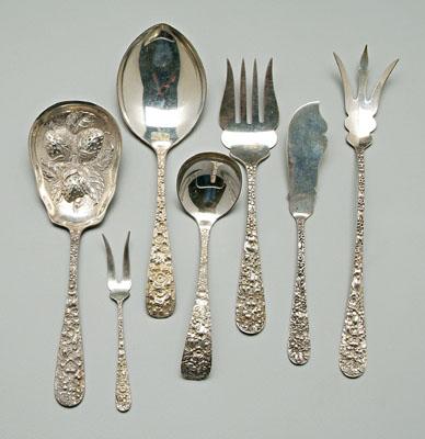 Appraisal: pieces repouss eacute sterling flatware ten pieces Repouss eacute by