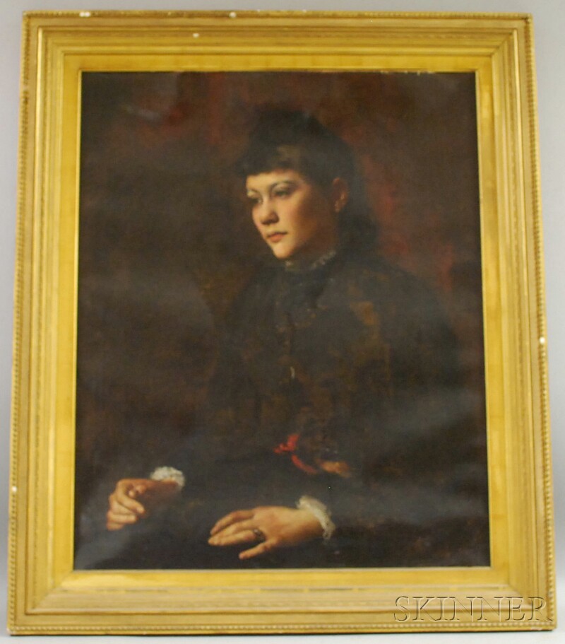 Appraisal: Portuguese American School th Century Portrait of a Young Woman