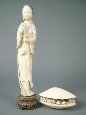 Appraisal: A late th century Japanese ivory carving the clam's dream