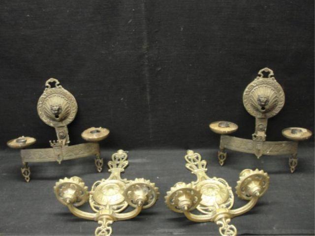 Appraisal: Pairs of Arm Gilt Metal Sconces From a Rye estate