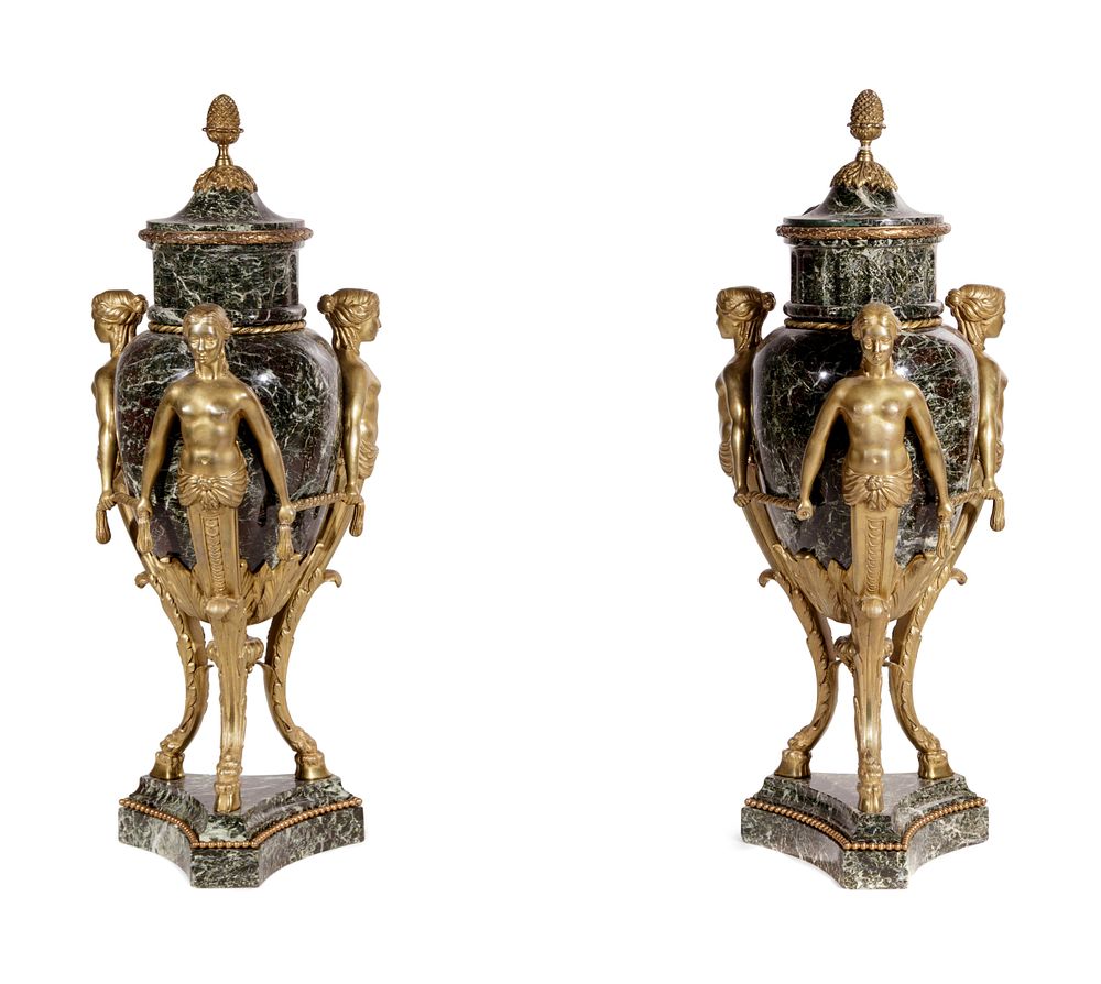 Appraisal: A Pair of Louis XVI Style Gilt Bronze and Marble