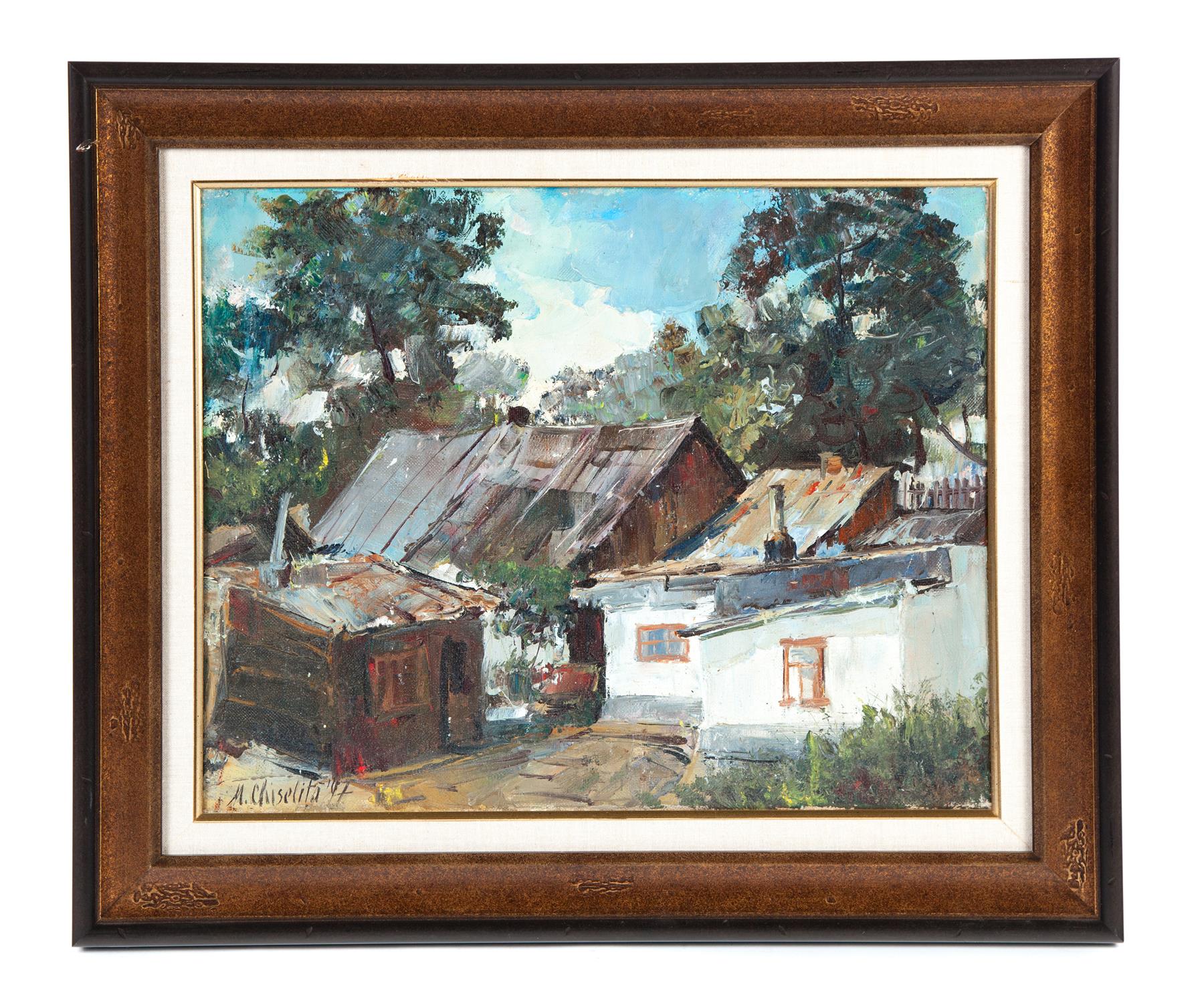 Appraisal: COTTAGES BY M CHISELITA EUROPEAN SCHOOL LATE TH CENTURY Oil