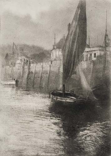 Appraisal: DEMACHY ROBERT - Harbor Scene Unique bromoil print x inches