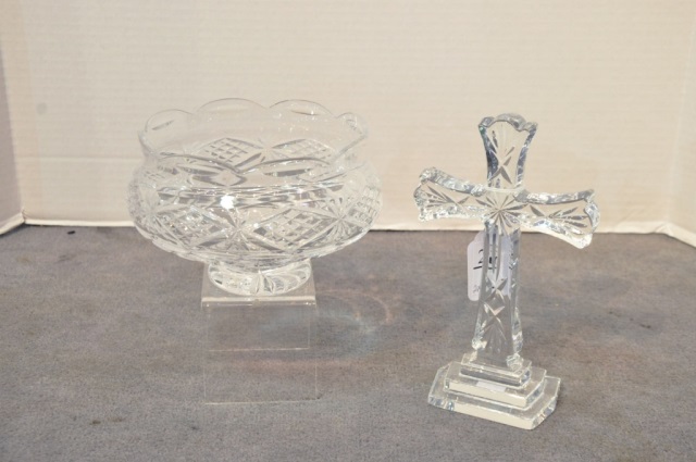 Appraisal: Waterford Crystal Cross H Along with Waterford bowl with scalloped