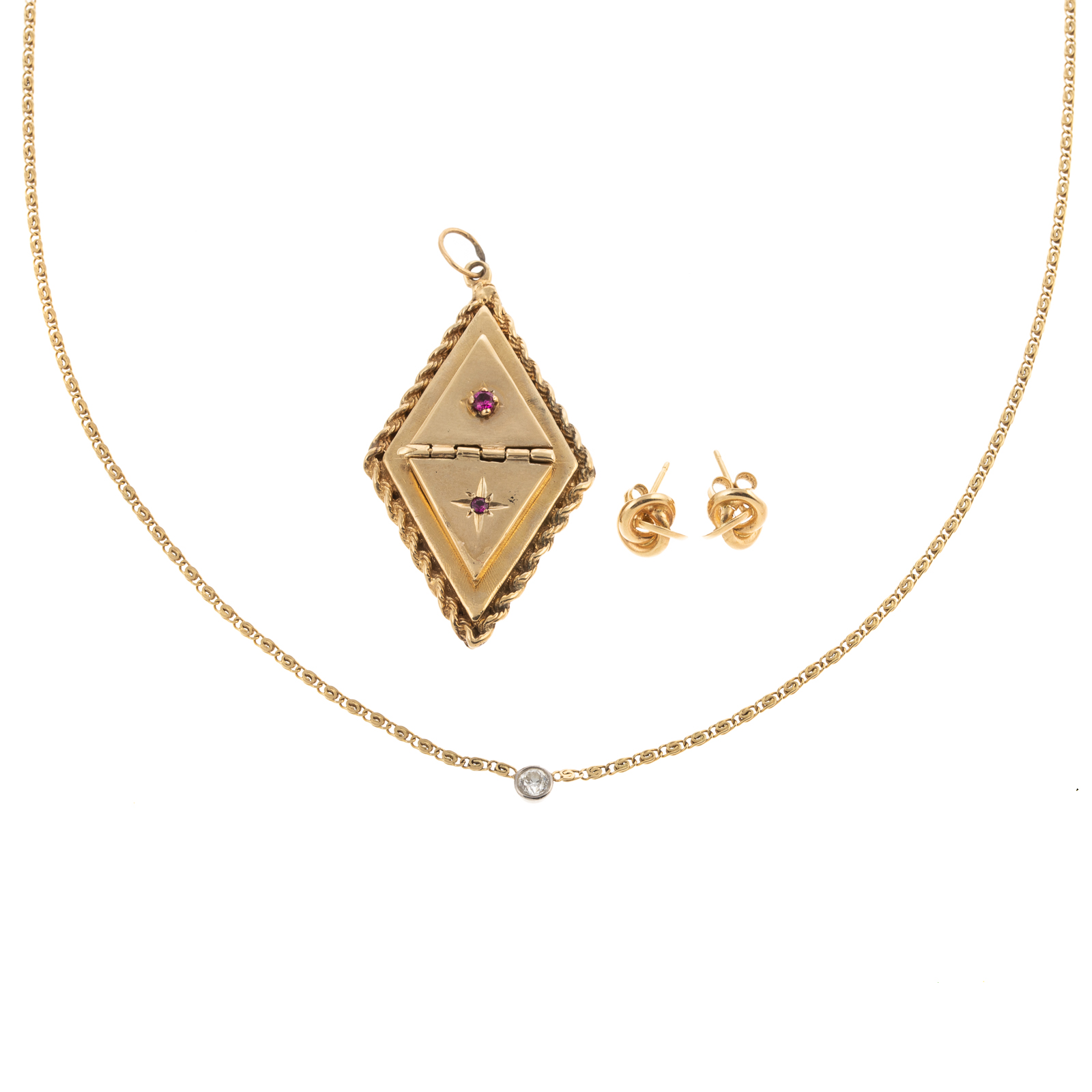 Appraisal: A COLLECTION OF K EARRINGS PENDANTS K yellow gold diamond