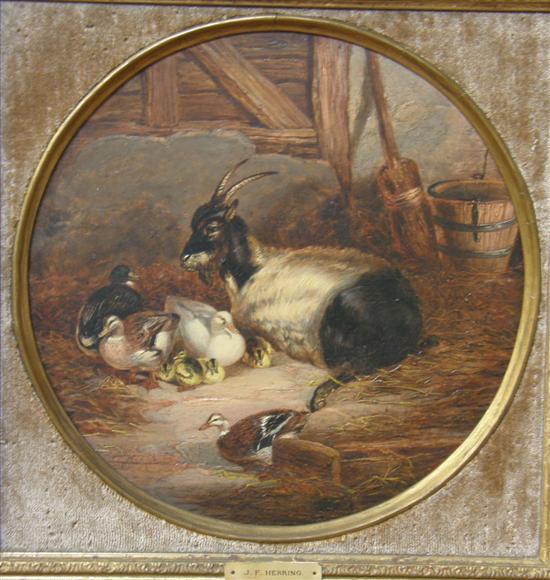 Appraisal: After J F Herring oil on board goat and ducks