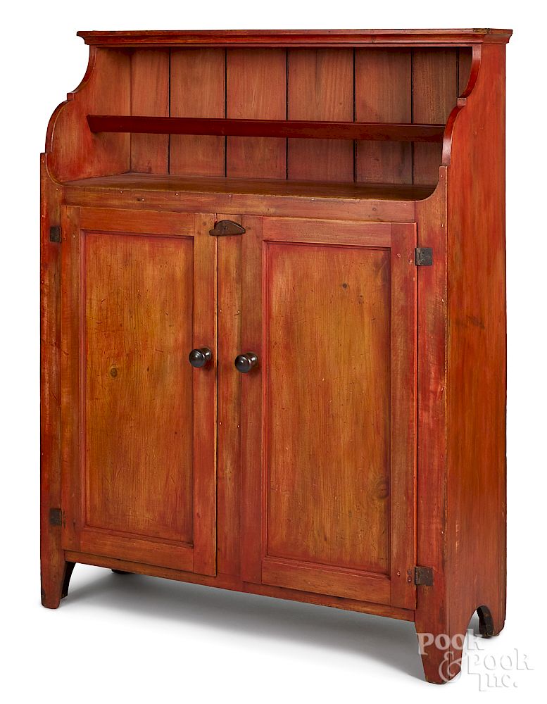 Appraisal: Pennsylvania painted poplar wall cupboard Exclusive on Bidsquare Pennsylvania painted