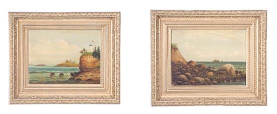 Appraisal: PAIR OF COASTAL NEW ENGLAND LANDSCAPES AMERICAN LATE TH CENTURY