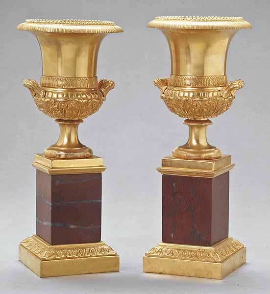 Appraisal: A Pair of Charles X-Style Gilt Bronze and Rouge Marble