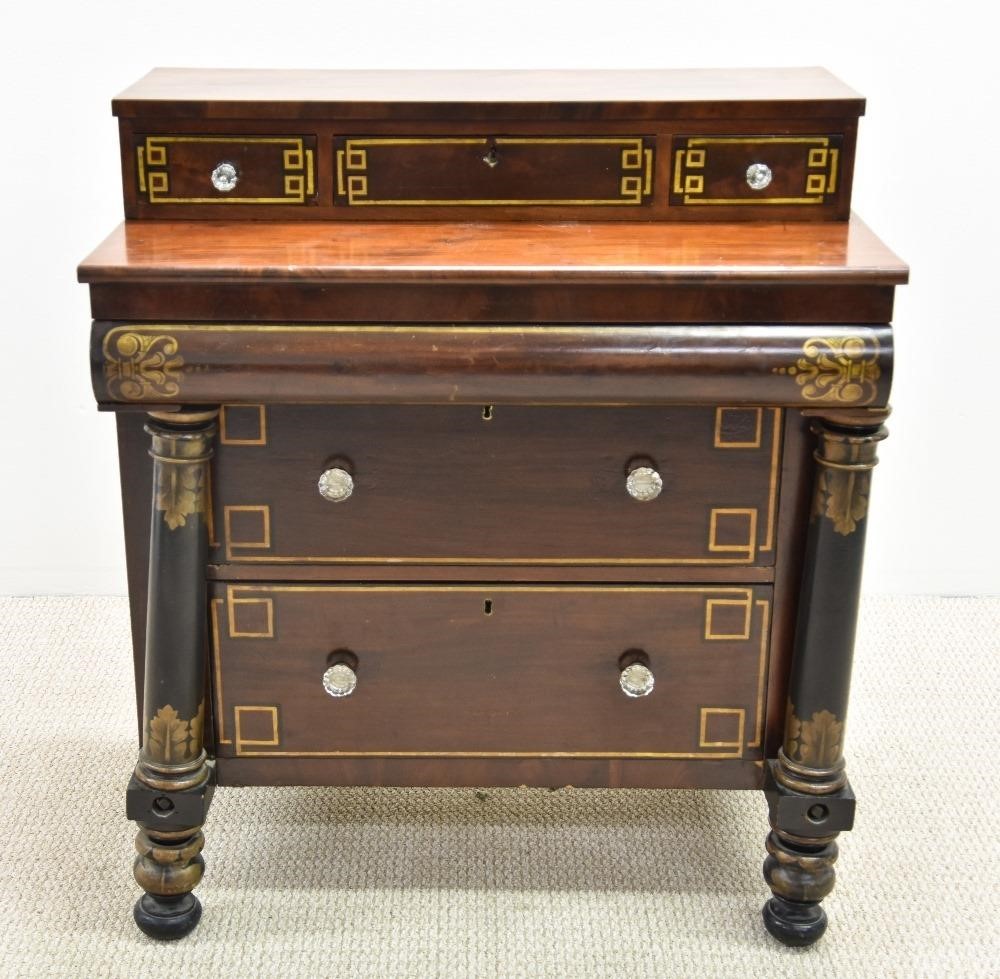 Appraisal: Philadelphia Empire mahogany dressing table circa with paint decorated drawers