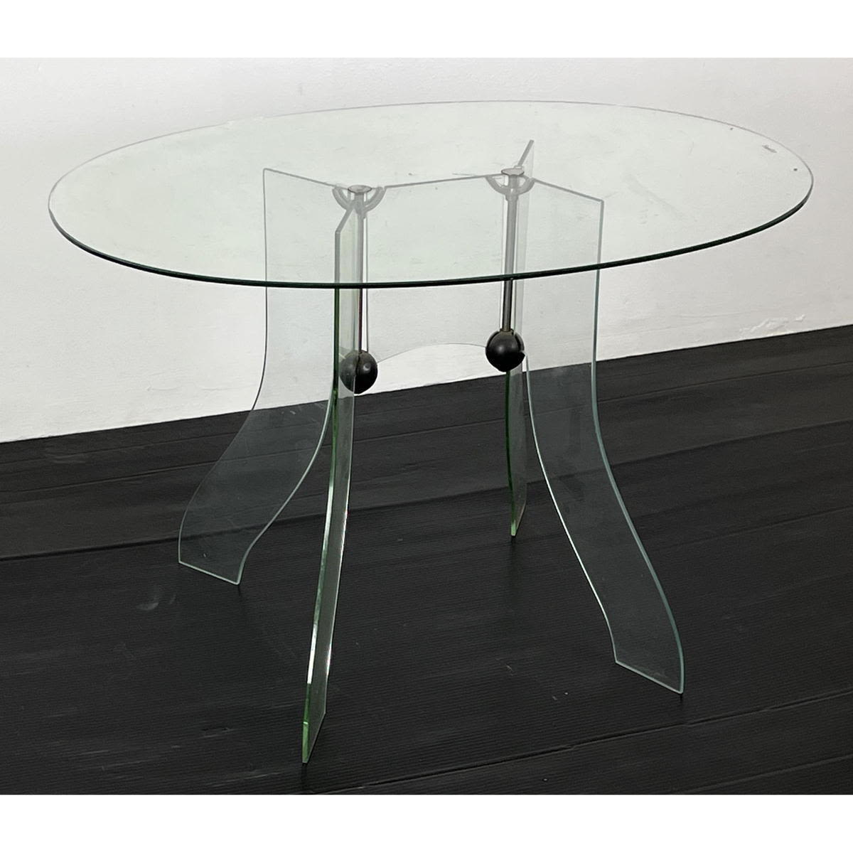 Appraisal: Italian 's tempered glass diminutive occasional table Dimensions H inches