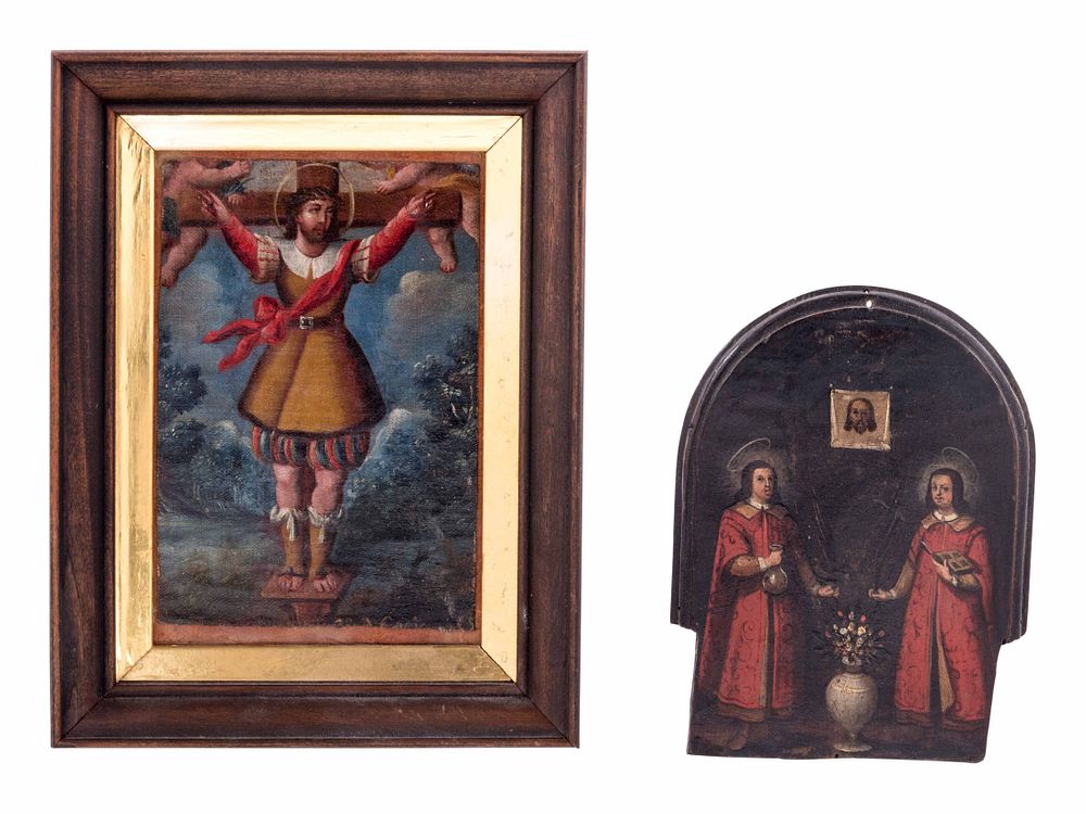 Appraisal: Two Continental Religious Paintings Two Continental Religious Paintings th Century