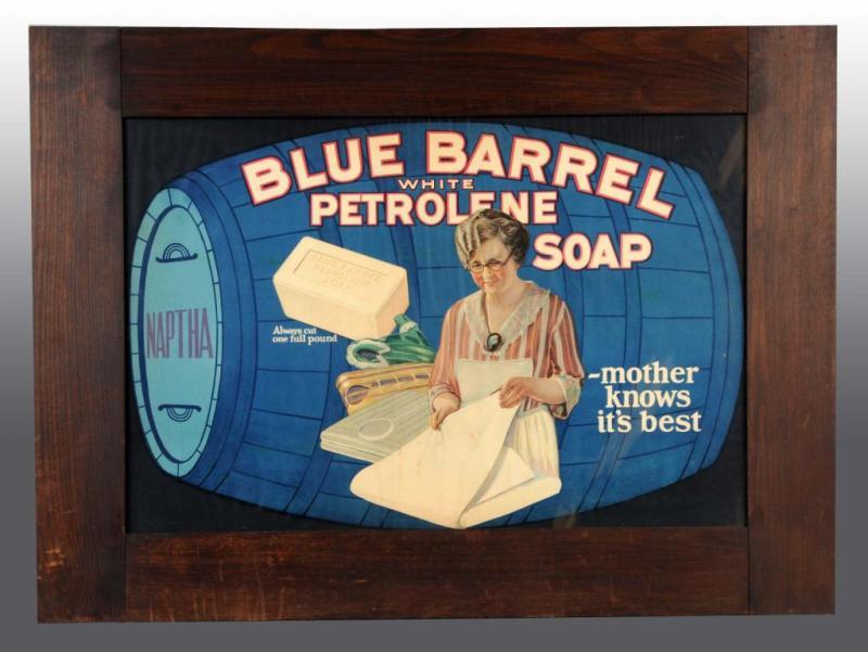 Appraisal: Blue Barrel Petrolene Soap Poster Description No stains or creases