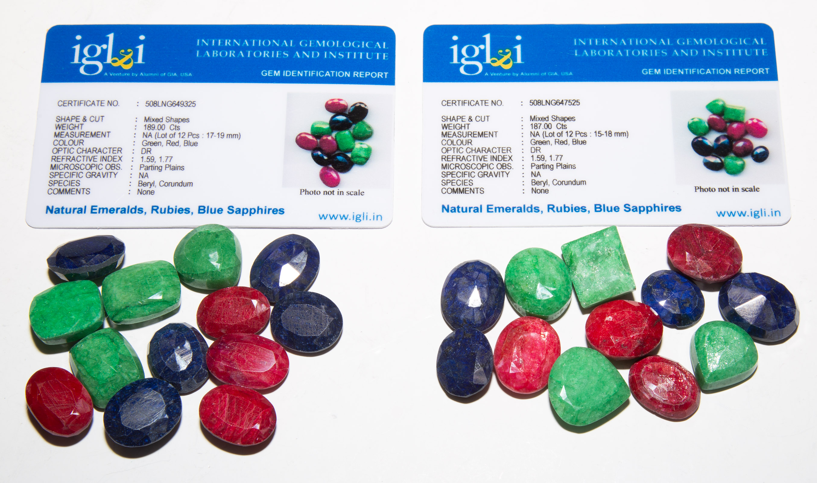 Appraisal: A BAG OF LOOSE EMERALDS SAPPHIRE RUBIES total lose gemstones