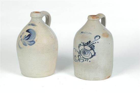 Appraisal: TWO STONEWARE JUGS Second half- th century One impressed ''White's