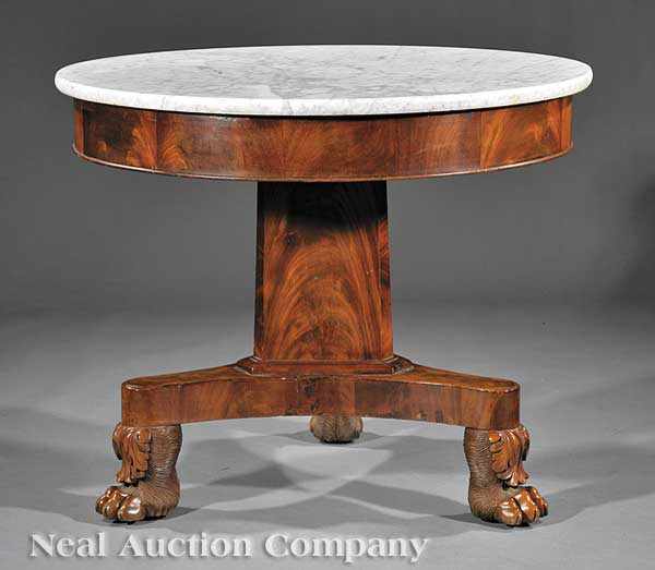 Appraisal: An American Classical Carved Mahogany Center Table c New York