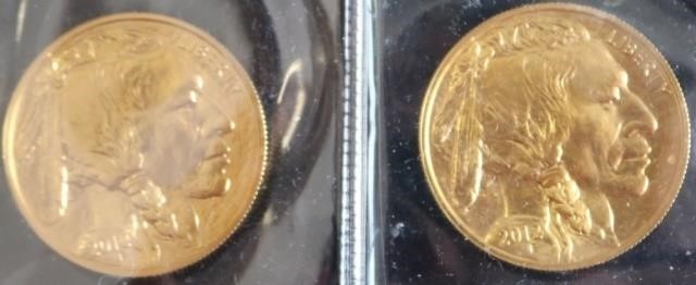 Appraisal: TWO BUFFALO GOLD COINS OZT EACH UNC