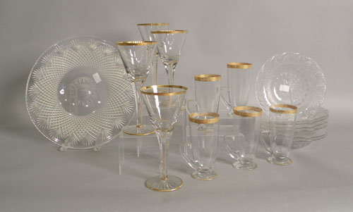 Appraisal: Cut glass platter with seven cut glass soups and four