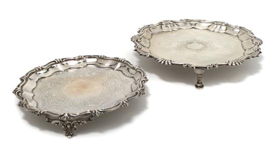 Appraisal: A Group of Two English Sterling Silver Salvers Diameter inches