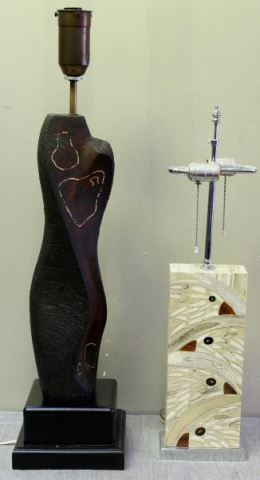 Appraisal: Midcentury Sculptural Lamp Lot Includes a signed abstract ceramic lamp