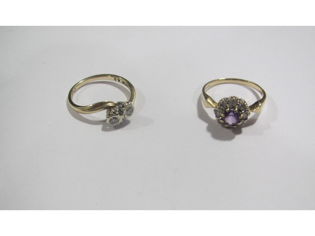 Appraisal: Lot comprising a ct gold diamond two stone twist ring