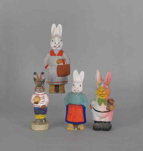 Appraisal: Four composition figural rabbit candy containers early th c tallest