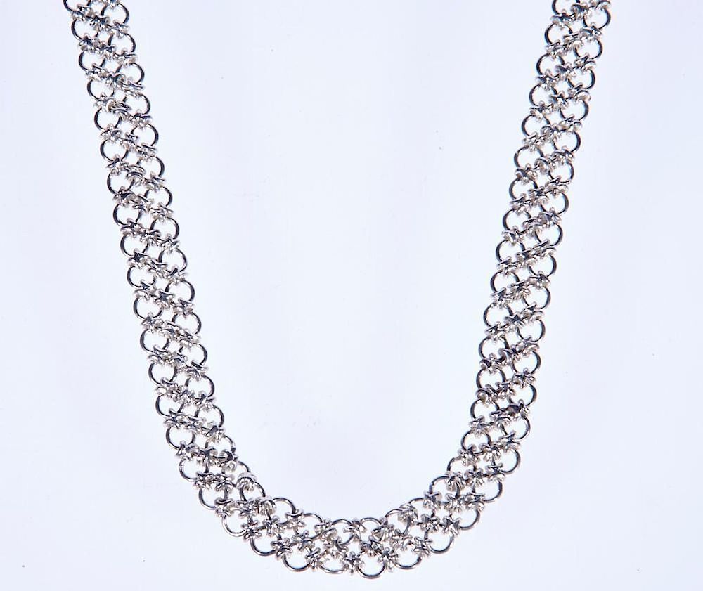 Appraisal: Sterling silver mesh link chain necklace gross weight approximately grams